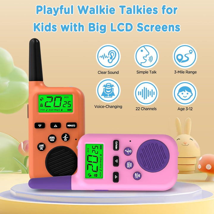 Peakeep Walkie Talkies para niños de largo alcance 3 millas, juguet...