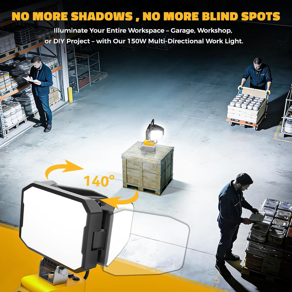 Luz de trabajo LED compatible con batería DeWalt 20V, 150W 15000LM