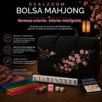 American Mahjong Set completo, juego completo con 166 azulejos Mahjong, bastidores Mahjong con empujadores, instrucciones, dados, fichas, indicador de viento y accesorios Mahjong en bolsa