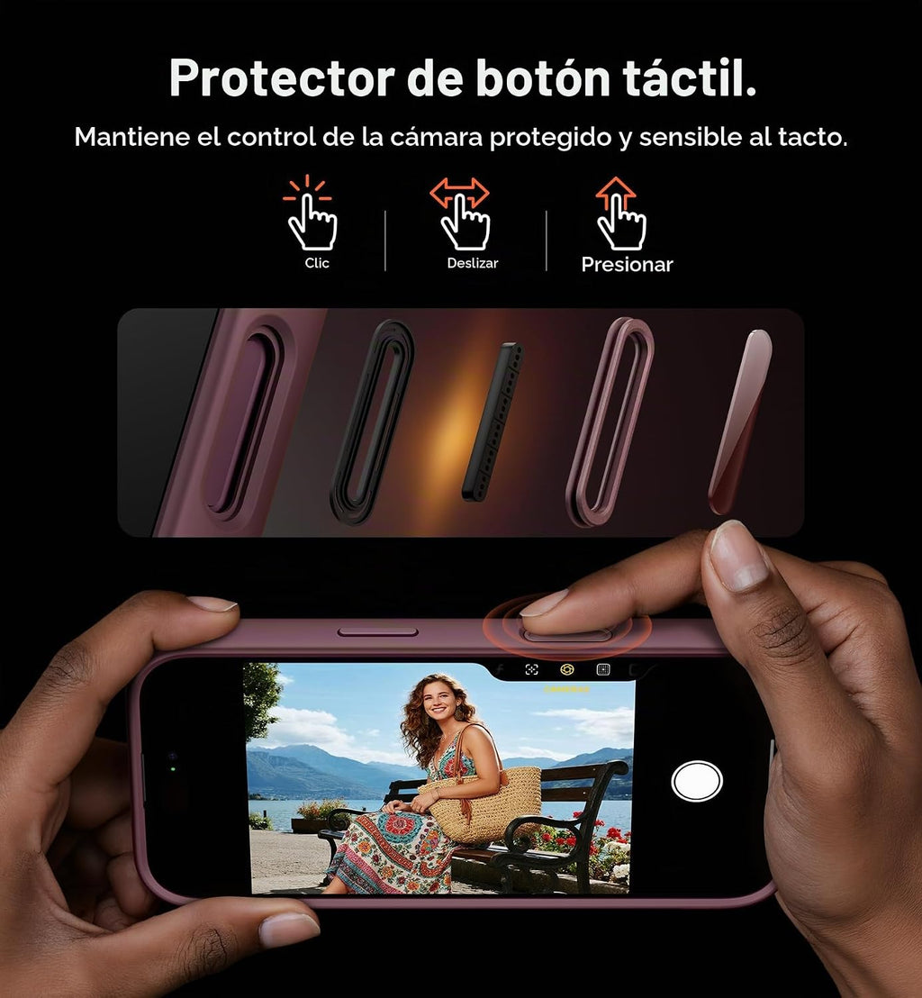 SURITCH para iPhone 18 Pro Case para MagSafe, Cobertura de Cámara, Burdeos
