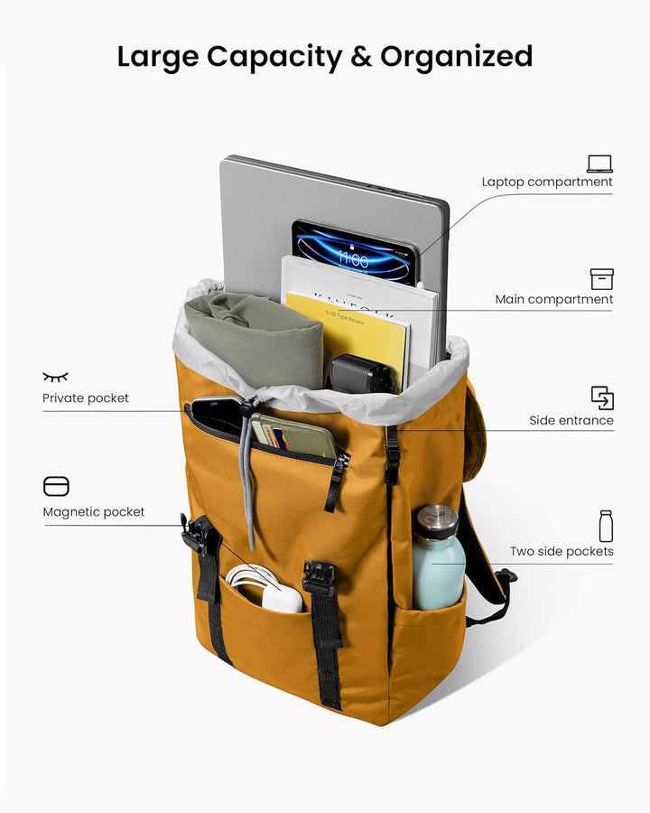 Mochila tomtoc de 22L con solapa para portátil, ligera, resistente...