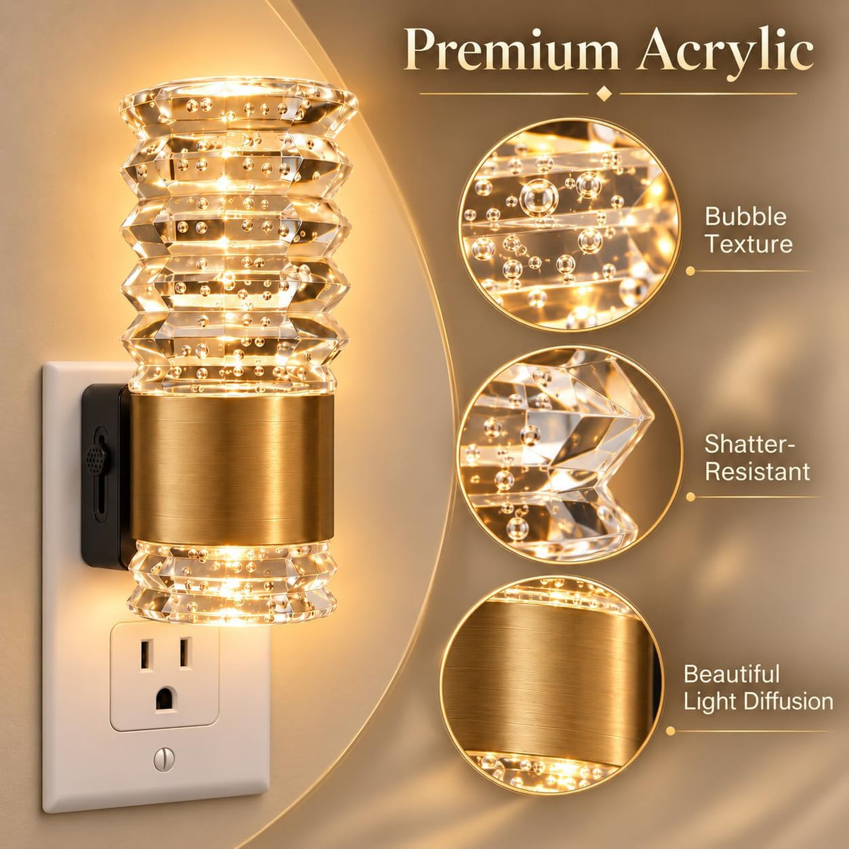 Luz nocturna LED, luces nocturnas enchufables la pared