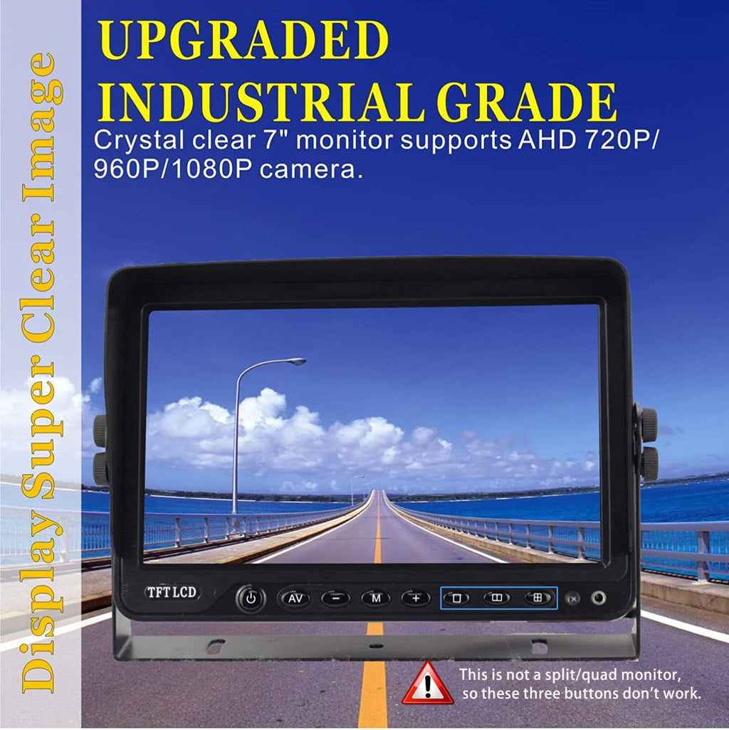 AHD 1080P Sistema de cámara de visión trasera inversa de 7 pulgadas, cámara
