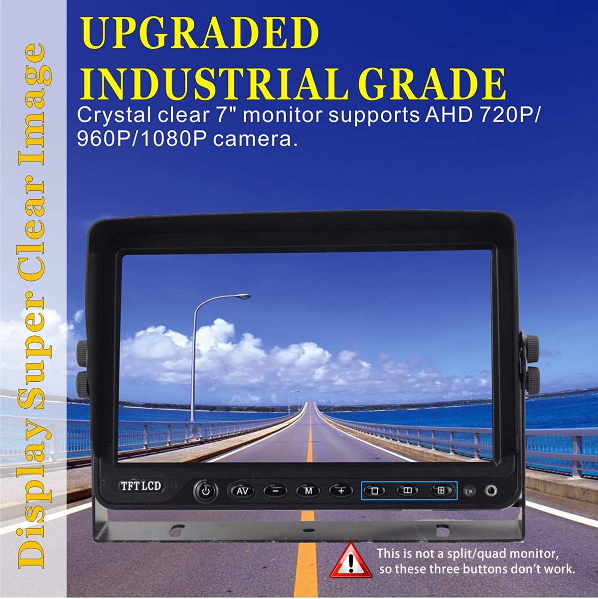 AHD 1080P Sistema de cámara de visión trasera inversa de 7 pulgadas, cámara