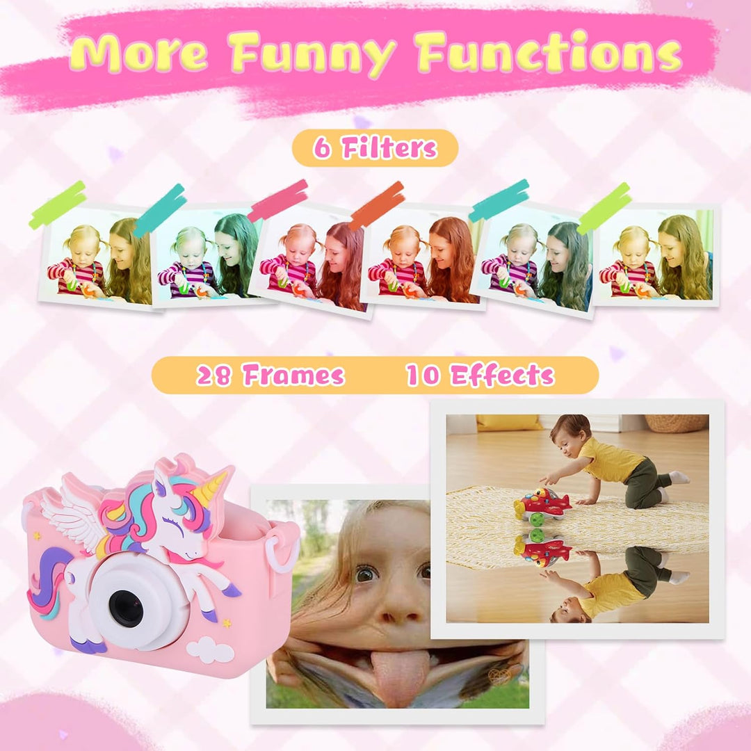 Envyvip Cámara de juguete de unicornio para niñas de 3 a 8 años, cá...