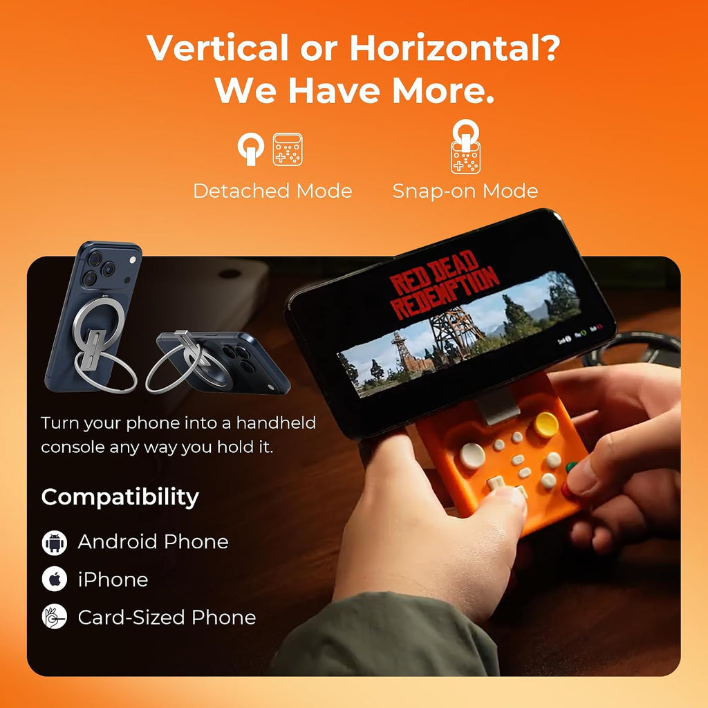 abxylute M4 - Controlador móvil para juegos a presión para Android y iPhone, Switch 1 y 2, controlador Bluetooth portátil, soporte retro de bolsillo para teléfono arcade, doble joystick Turbo Pro
