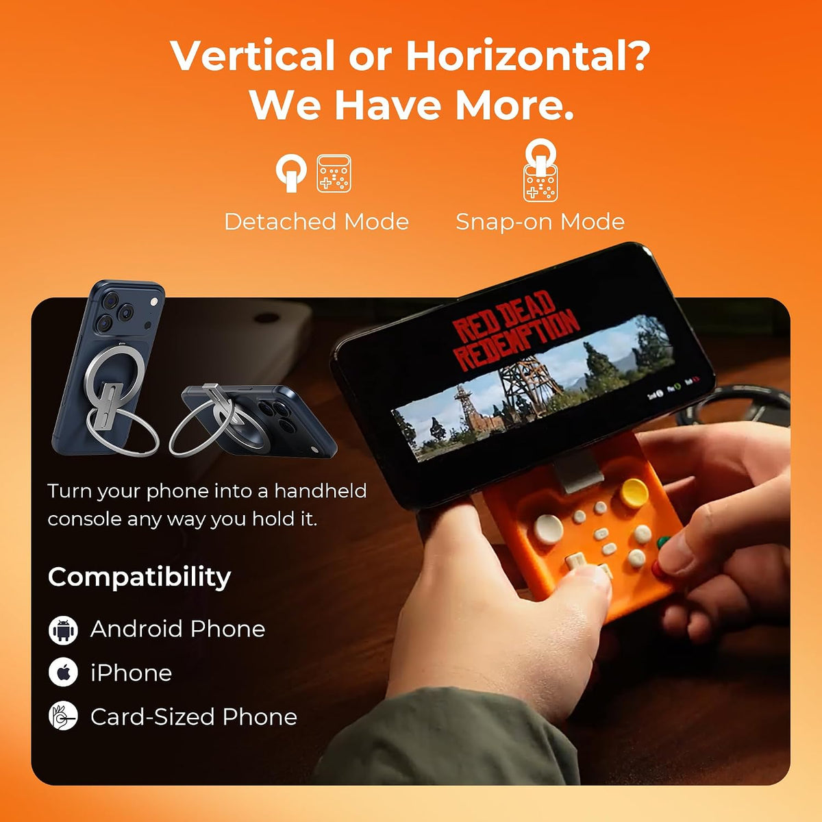 abxylute M4 - Controlador móvil para juegos a presión para Android y iPhone, Switch 1 y 2, controlador Bluetooth portátil, soporte retro de bolsillo para teléfono arcade, doble joystick Turbo Pro