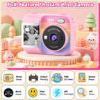 Cámara de impresión instantánea para niños con 5 rollos de papel de impresión, cámara HD 1080P, cámara portátil recargable para selfies, regalos de cumpleaños de Navidad, juguetes para niños y niñas
