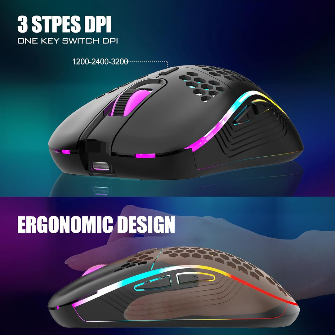 RedThunder Combo de teclado y mouse para juegos inalámbrico del 60%...