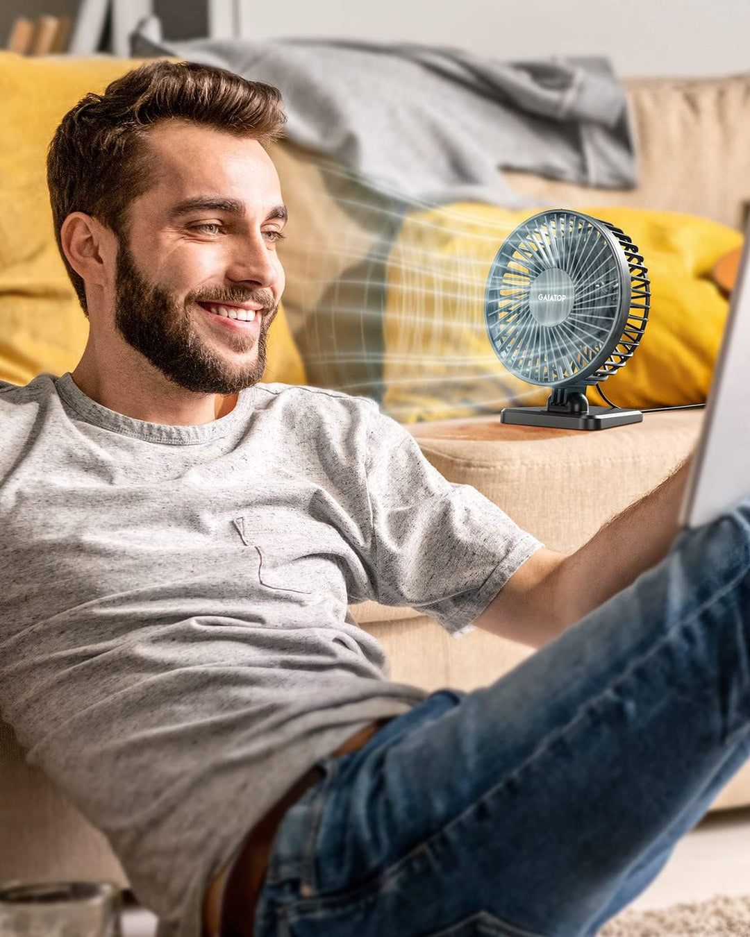 Gaiatop - Ventilador de escritorio USB, pequeño pero potente, perso...