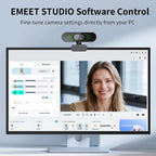 EMEET NOVA 4K Cámara web 4K de doble cámara para PC, gran angular y teleobjetivo