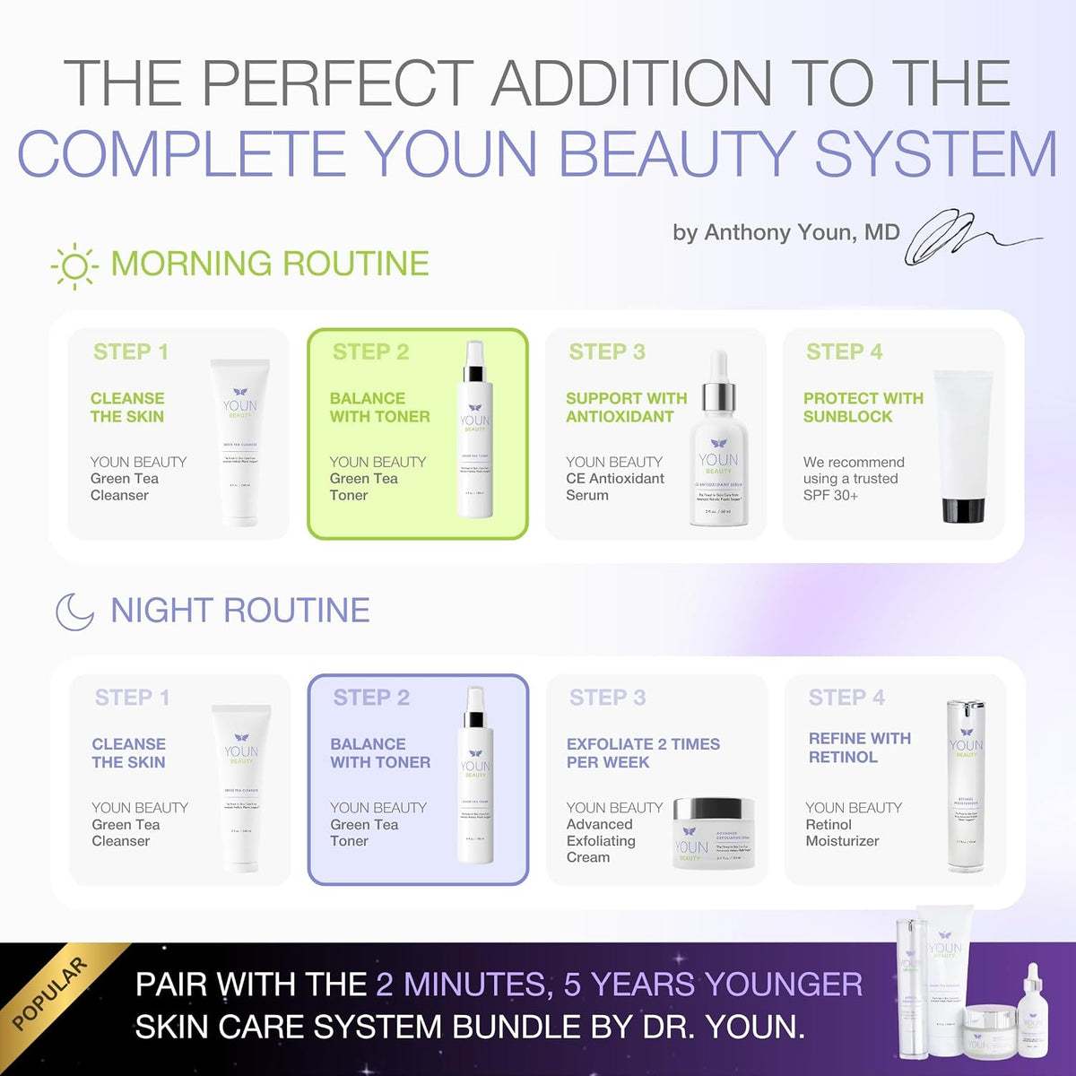 YOUN Beauty Tónico de té verde en espray facial | Tónico hidratante...