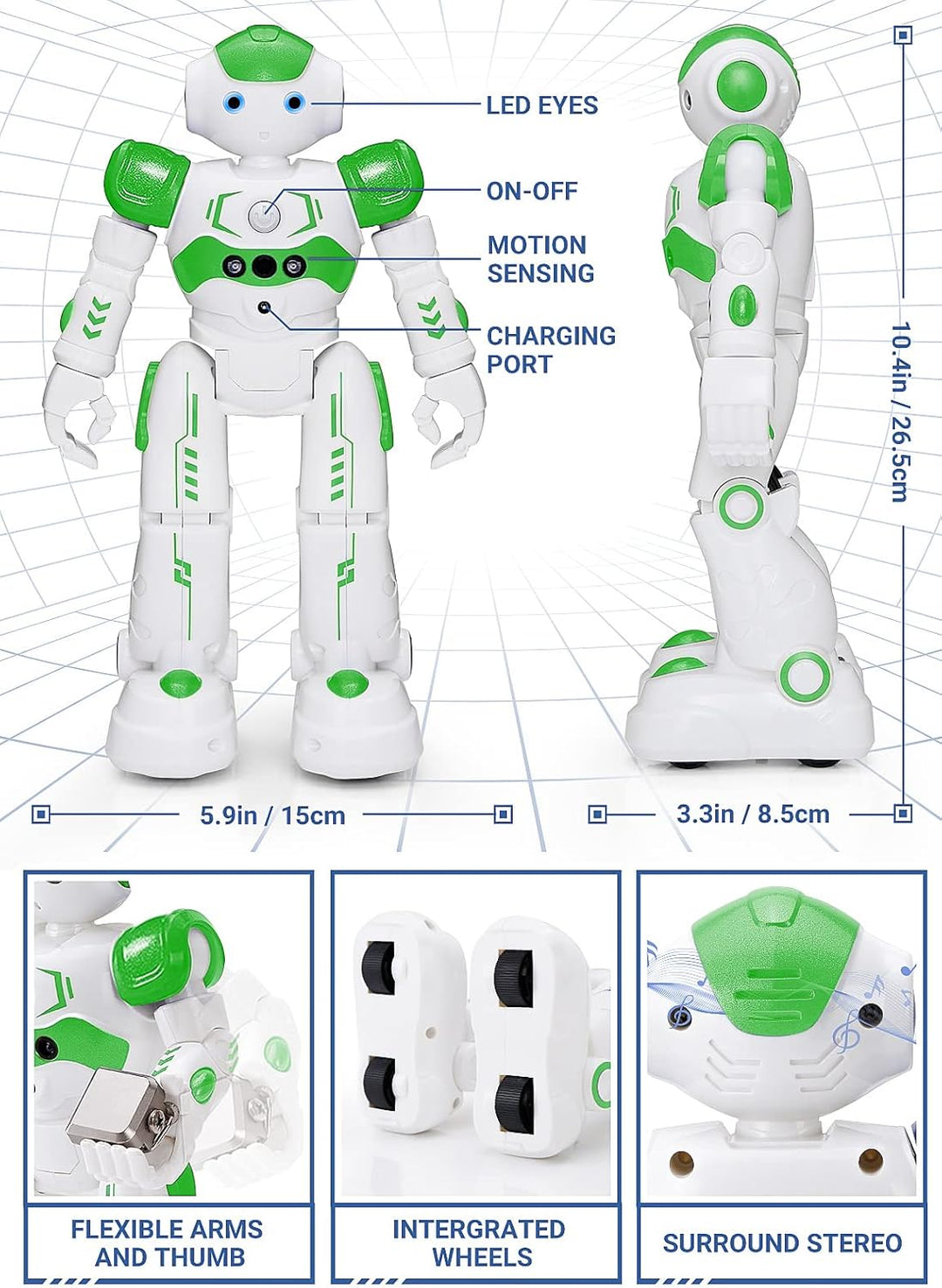KingsDragon - Robot RC, juguetes para niños con gestos y detección,...