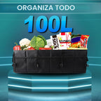 Organizador de maletero extragrande de 98 litros, plegable, con divisores extraíbles y correas de seguridad ajustables para automóvil, SUV, camioneta