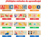 ABC Bloques de construcción de madera para niños pequeños de 1 a 3 años, 26 bloques apilables del alfabeto y números, juguetes educativos de aprendizaje para niños y niñas, regalos de 1.65