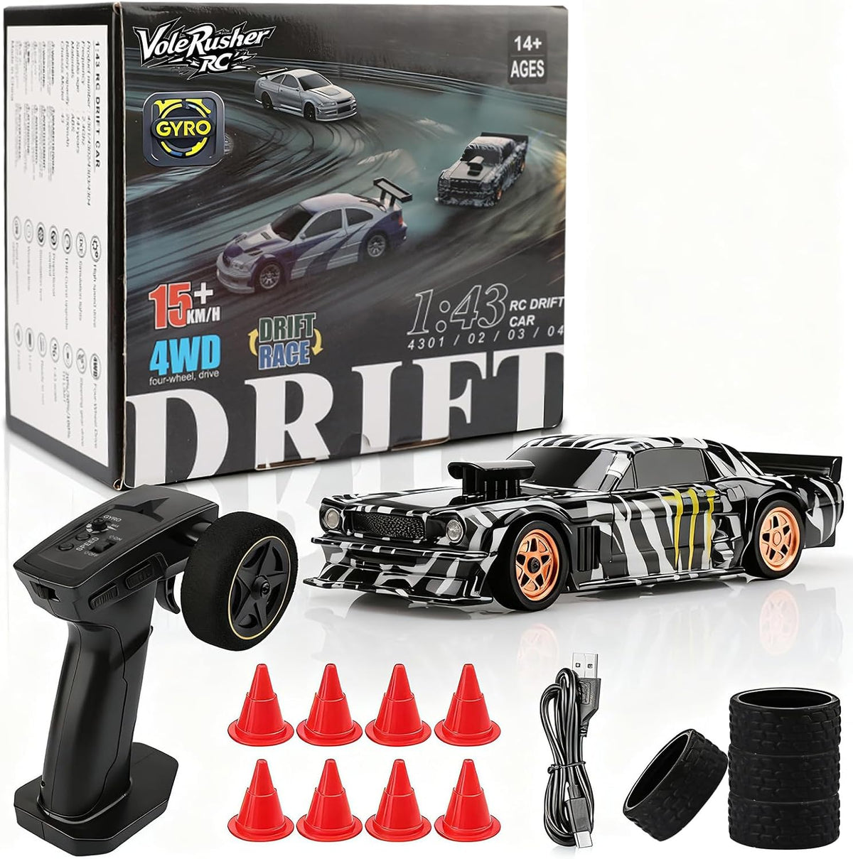 [2026 Upgrade 1/43 Mini RC Drift Car con giroscopio, 4WD RTR