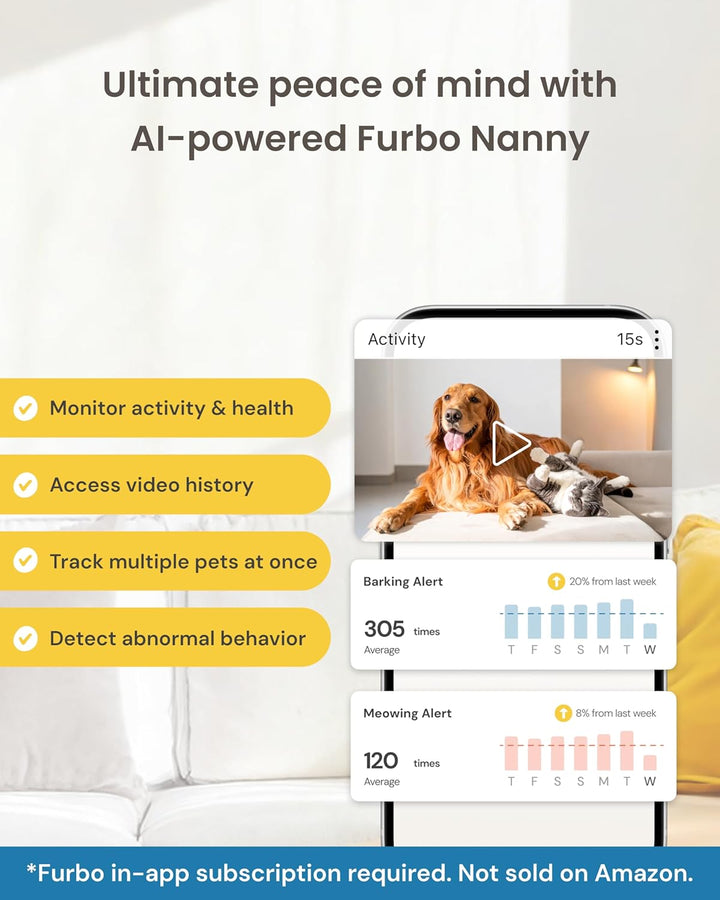 Furbo Mini 360° [Requiere suscripción] Nueva cámara 2K QHD para mas...