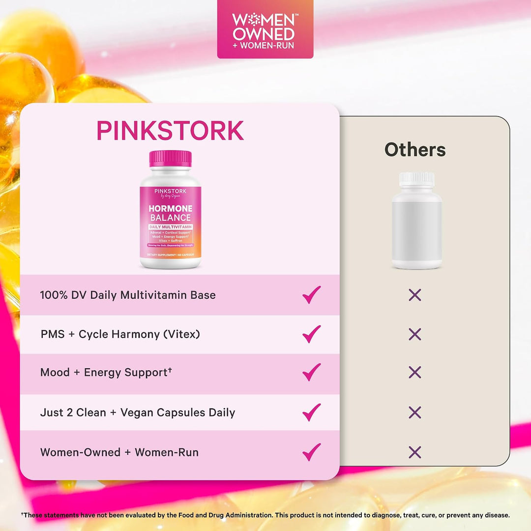 Multivitamínico de equilibrio hormonal Pink Stork para mujeres, 60...