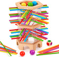 Montessori - Juego de mesa de madera con 42 palos y dados para niños de 3 a 6 años