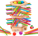 Montessori - Juego de mesa de madera con 42 palos y dados para niños de 3 a 6 años