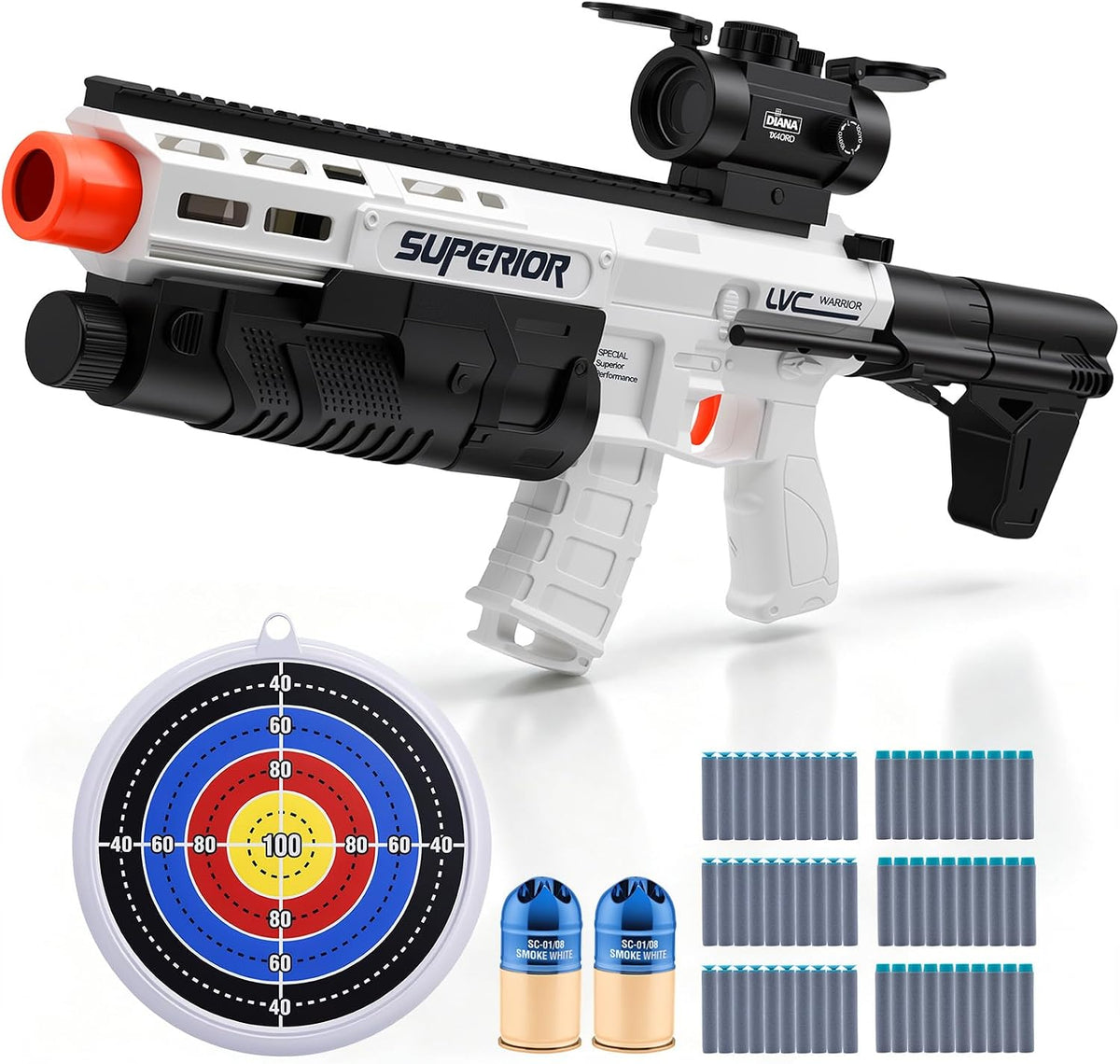 Rifle de juguete de espuma para adolescentes y adultos con 60 dardos y