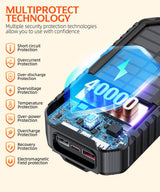 QiSa Cargador solar de 40000 mAh, 4 cables integrados y manivela, c...