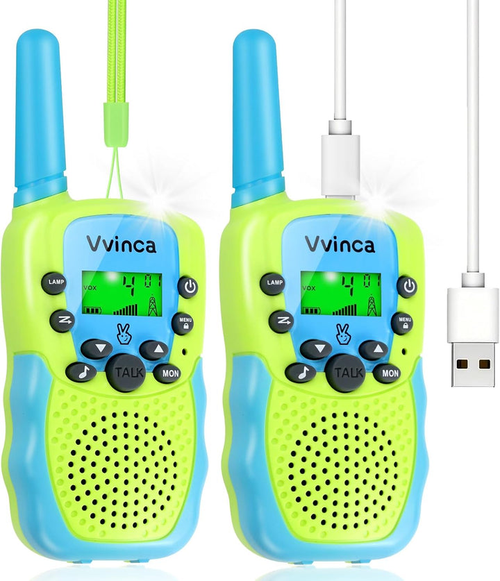Vvinca Walkie Talkies para niños, juguetes recargables para edades...