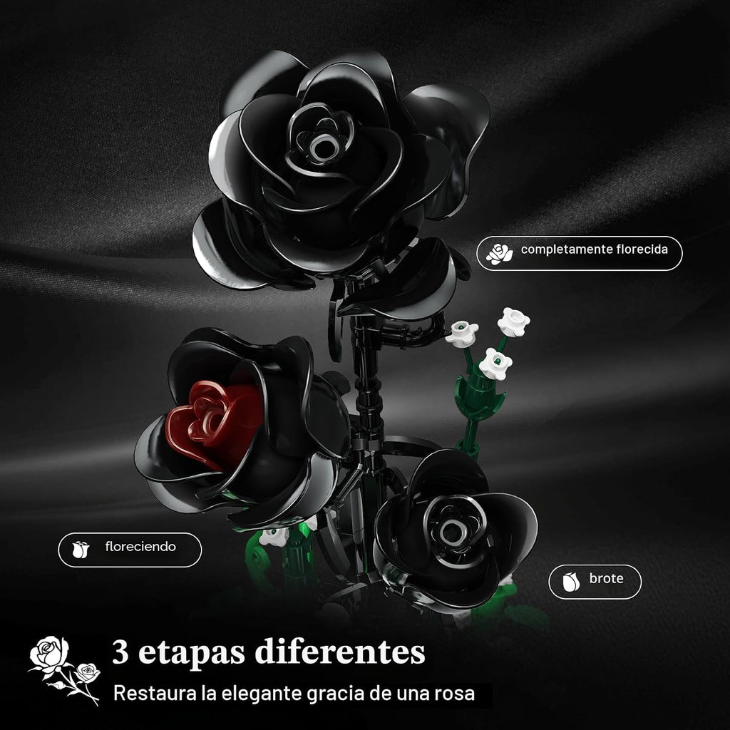 HiWEEGO Juego de construcción de flores con luz LED y cubierta antipolvo