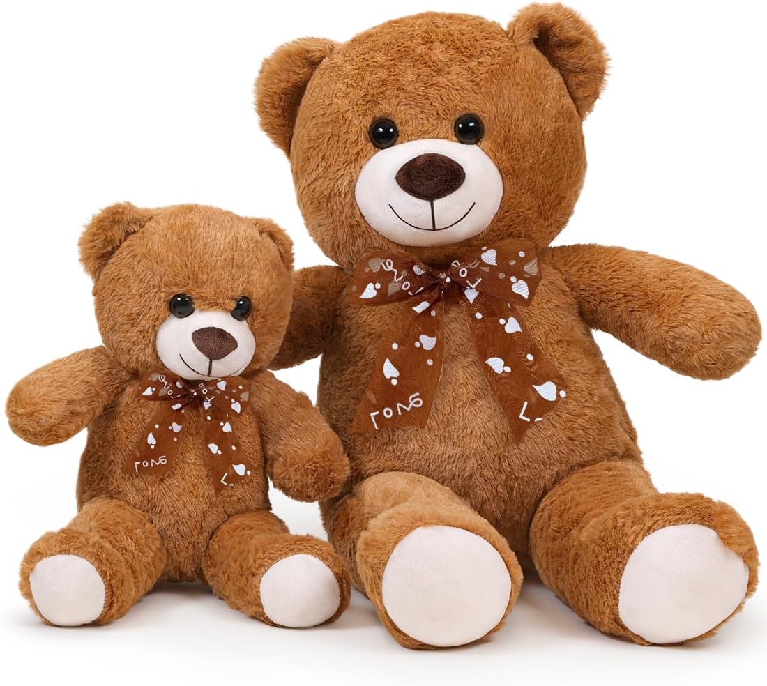 Peluche de oso de peluche 24'' pequeño juguete de felpa regalo para San Valentín Navidad Cumpleaños marrón oscuro