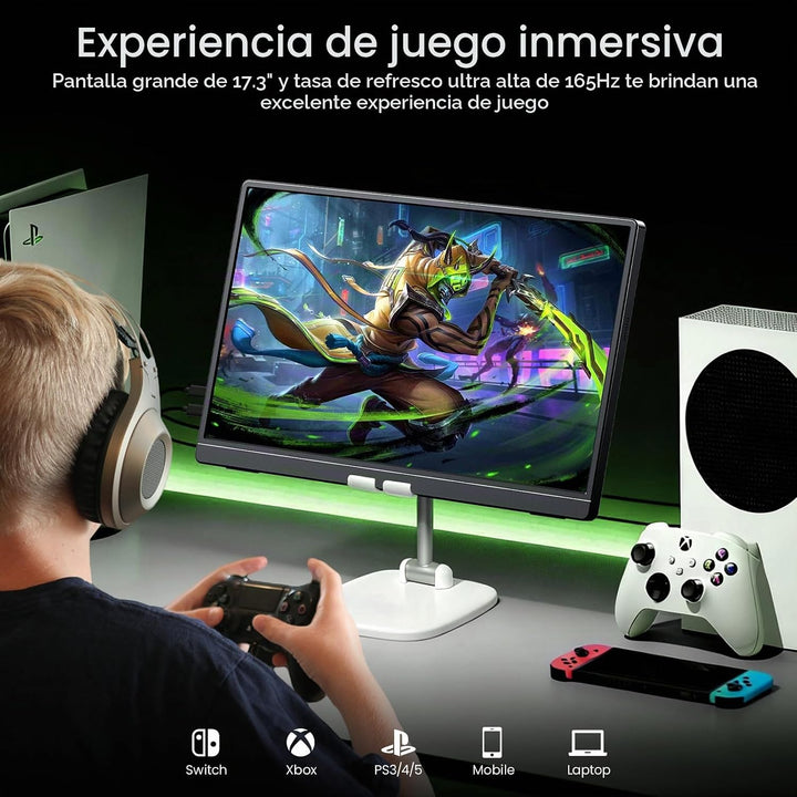 VILVA Monitor para juegos QHD 165Hz USB-C HDMI de 17.3" | 17.3&...