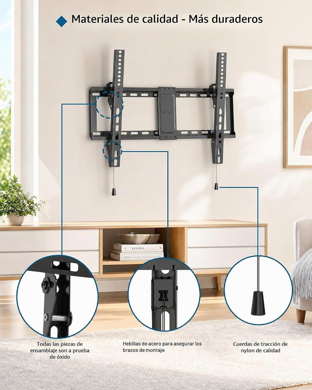 BONTEC Soporte de pared para TV, 37-85 pulgadas, soporta hasta 132 libras