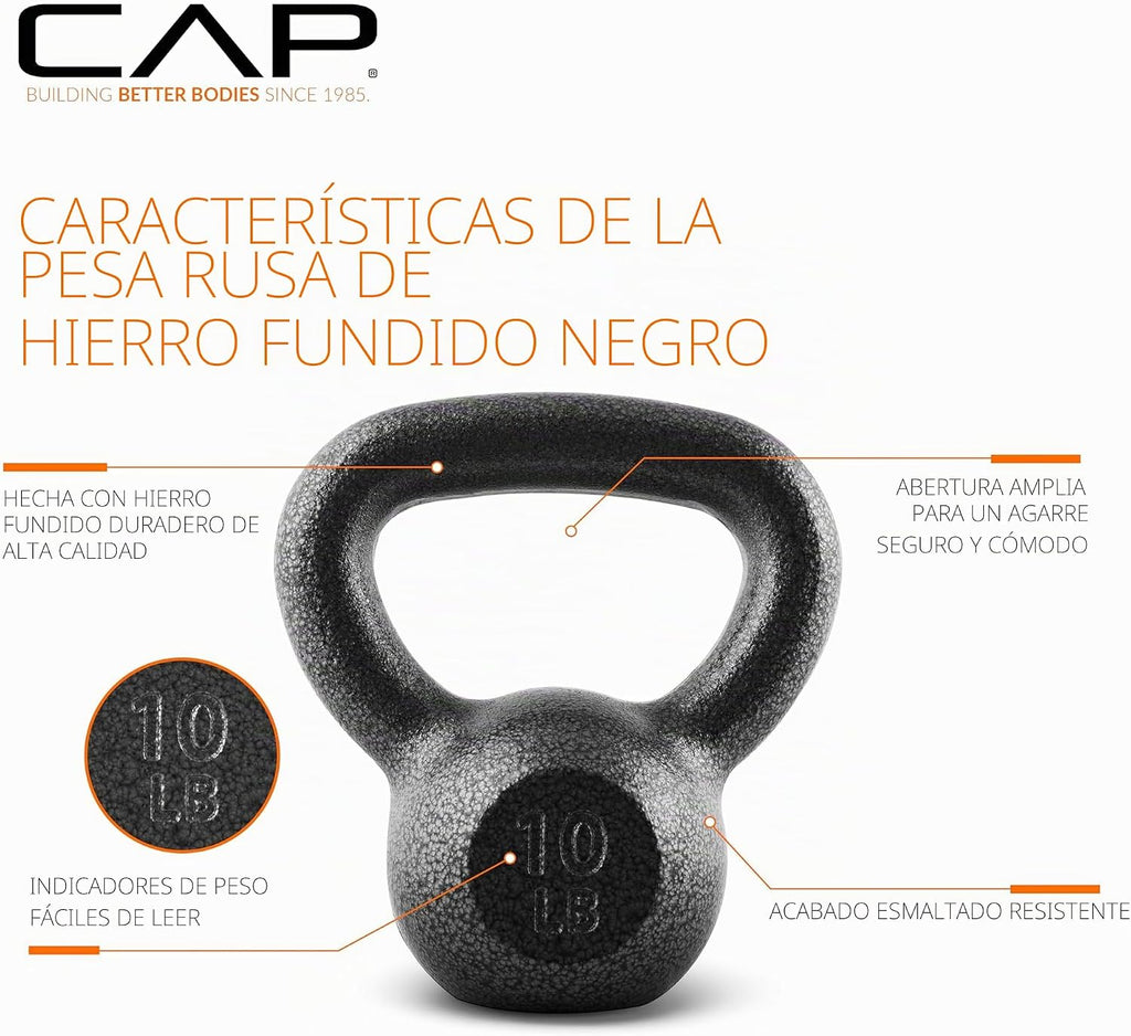 CAP Kettlebell de hierro fundido simples y sets, mango ancho, base plana
