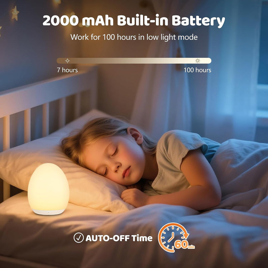 Lámpara Luz nocturna para niños, 7 colores cambiantes de luz de huevo