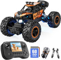 FPV - Coche RC con cámara para niños y adultos, camión RC todo terreno 1:16, automóvil de control remoto todoterreno con pantalla HD de 2.8 pulgadas, cuerpo de aleación, luces LED de chasis, batería