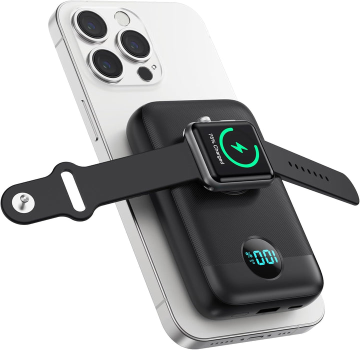 Cargador portátil magnético para iPhone y Apple Watch, 10800 mAh, 2...