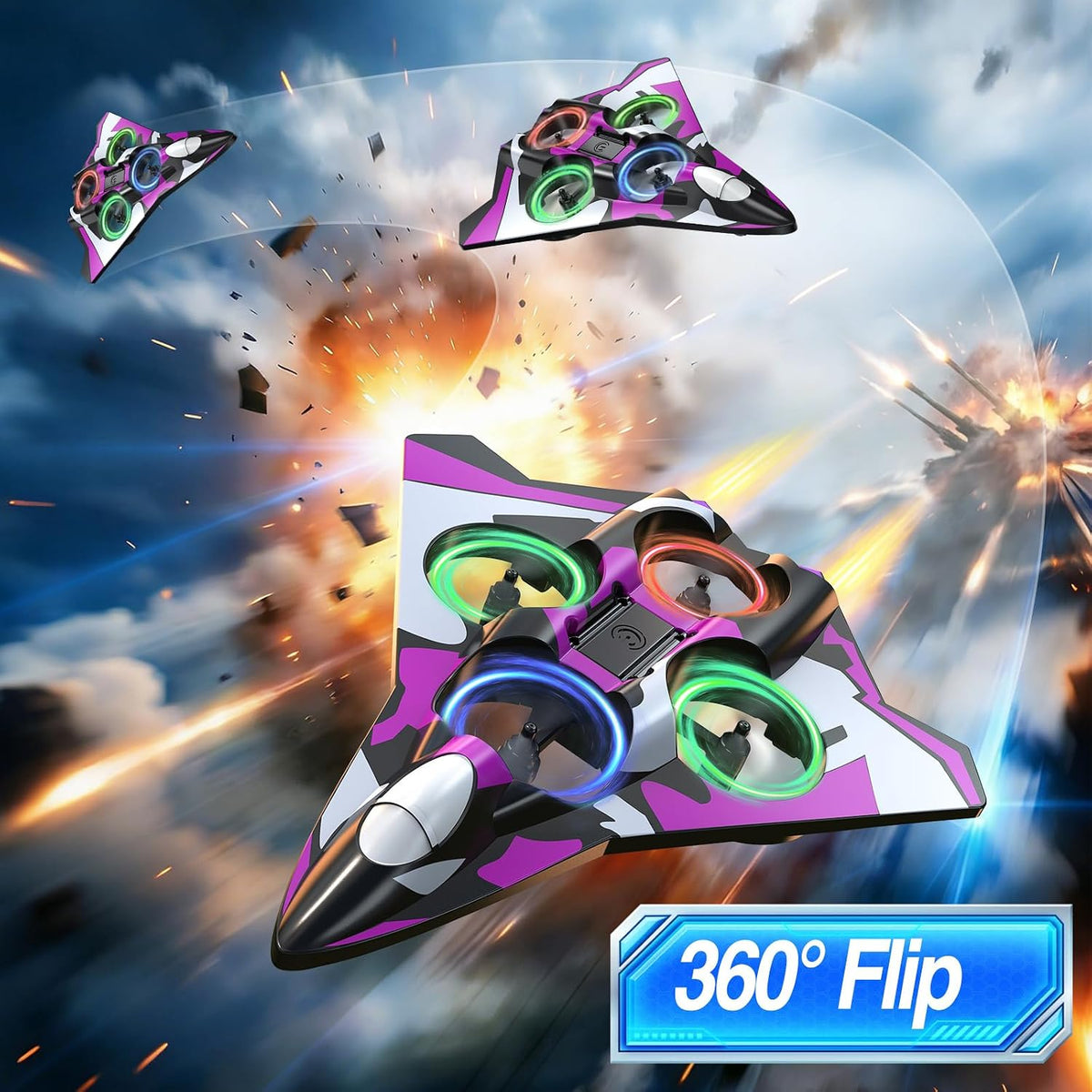 Avión de espuma Rc Planes con luces LED, avión de control remoto, avión de combate para niños y adultos de 8 a 16 años, 360 °F, rollo de acrobacias, drones para niños de 8 a 12 años, regalos