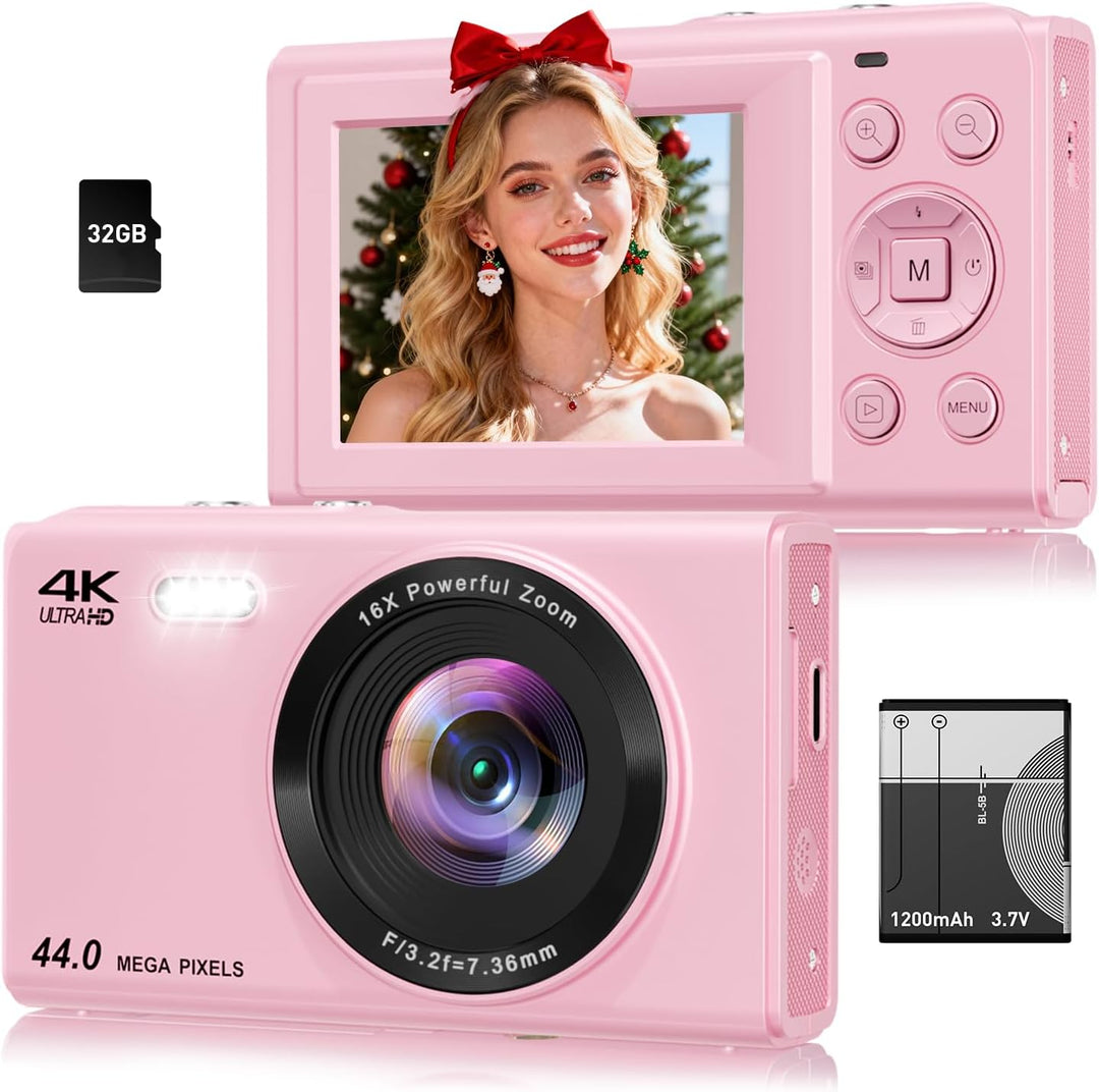 Cámara digital, cámara de enfoque automático de 4K 44MP con zoom 16...