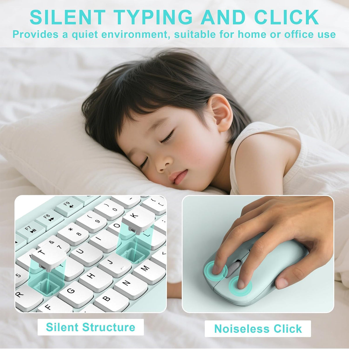 Combo de teclado y ratón inalámbrico silencioso, teclado inalámbric...