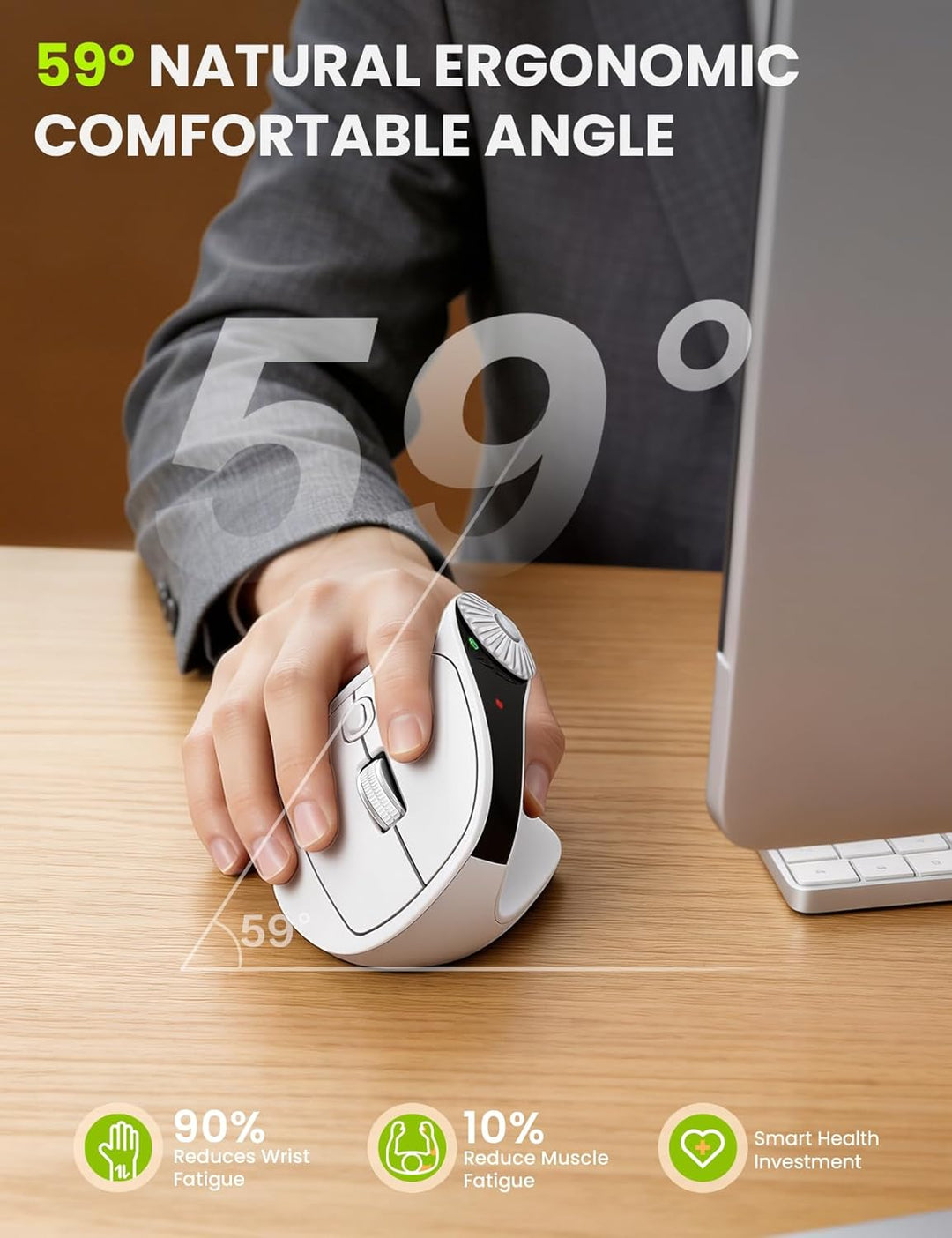 SABLUTE MAM51 Ratón ergonómico inalámbrico con rueda de desplazamie...