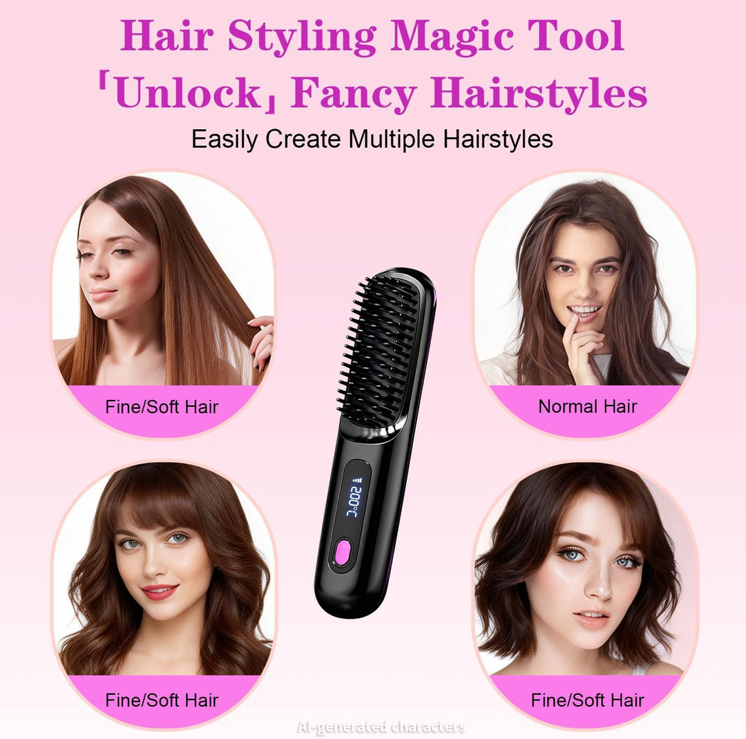 Go Brush Pro - Cepillo alisador de pelo inalámbrico, cepillos alisa...