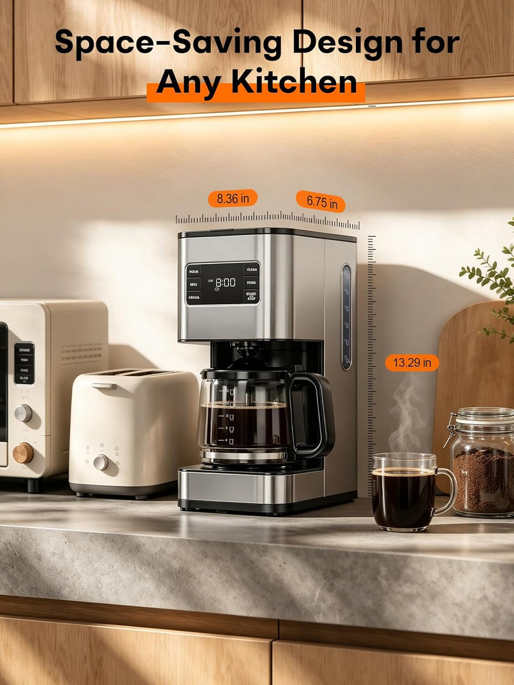 Cafetera de goteo de 12 tazas programable, regular y fuerte, pantalla LED