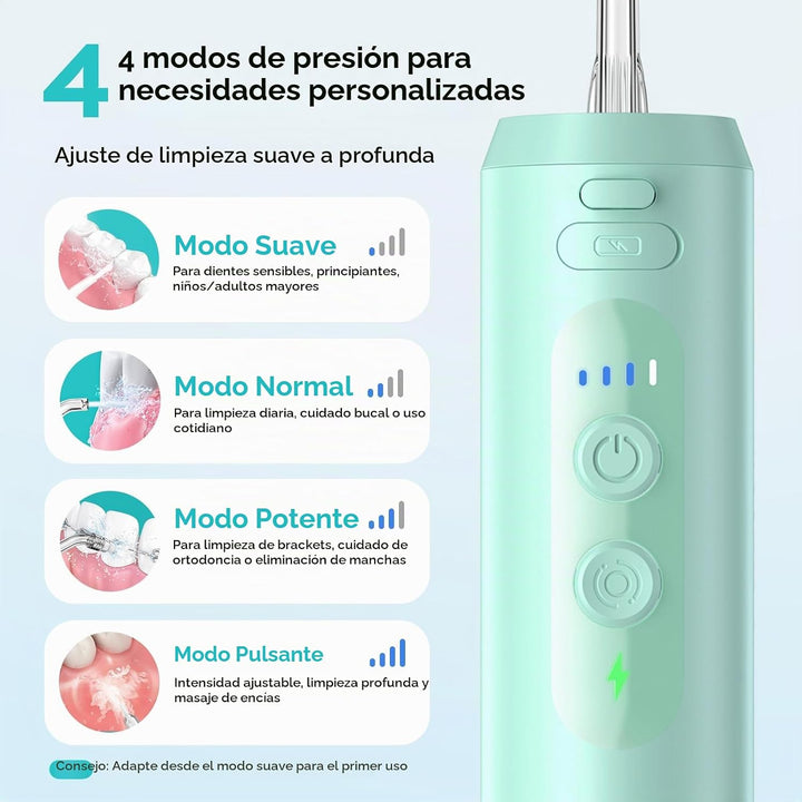 COSLUS Mini Hilo Dental para Viajes: Irrigador Oral Inalámbrico de...