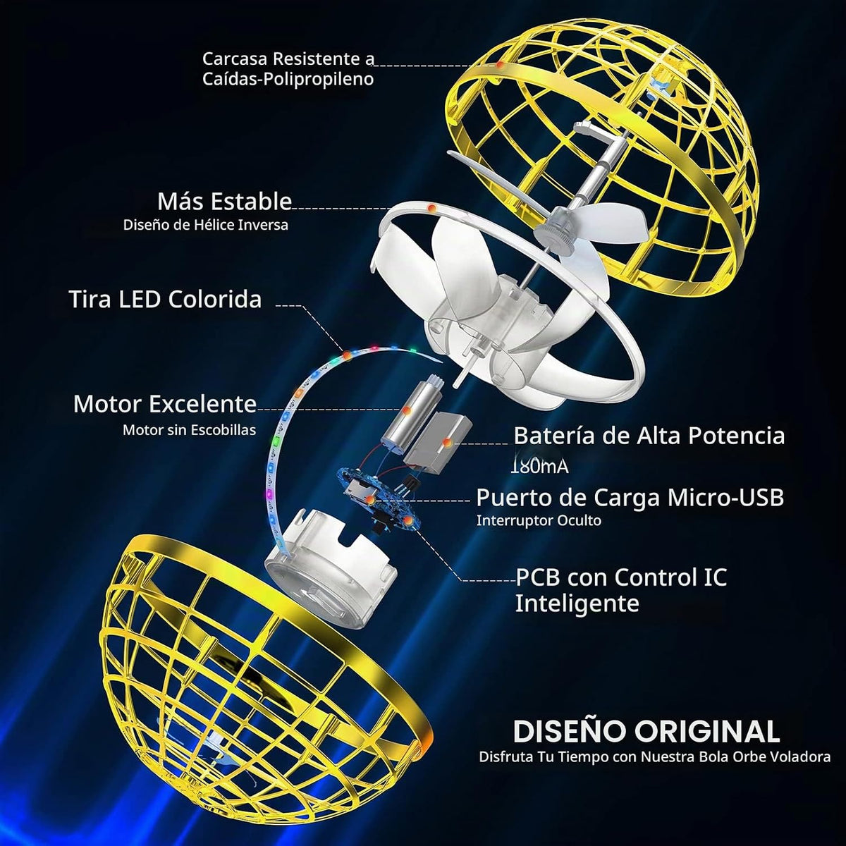 AMERFIST Juguete de bola de orbe volador, globo cósmico Boomerang hover Ball Galactic Fidget Spinner, órbita de dron de mano, juguetes geniales regalo para niños y niñas de 6, 7, 8, 9, 10 años en