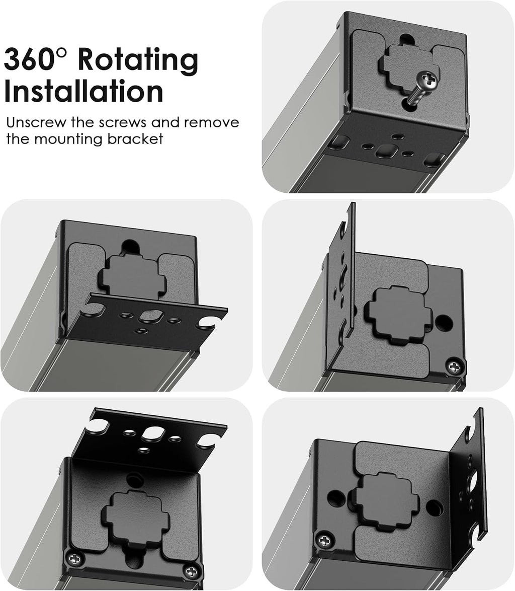 Regleta de alimentación resistente para montaje en pared, protector de sobretensiones de 20 amperios 1200J de metal, 8 salidas debajo del escritorio, 20A, toma de mesa eléctrica de garaje, enchufes industriales 6-20R ranura en T, cable de extensión de 10
