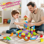 Juego de tren eléctrico de 110 piezas para niños, pista 3D que desafía la