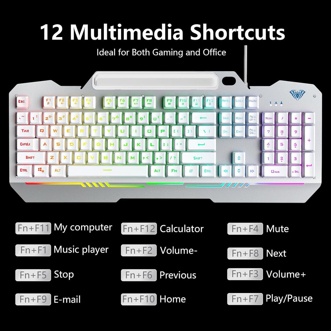 AULA Teclado Gaming, T102 Combo de Teclado y Ratón de 104 Teclas, T...