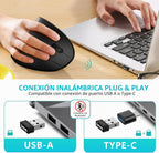 Lekvey Ratón ergonómico vertical inalámbrico recargable USB-C, negro