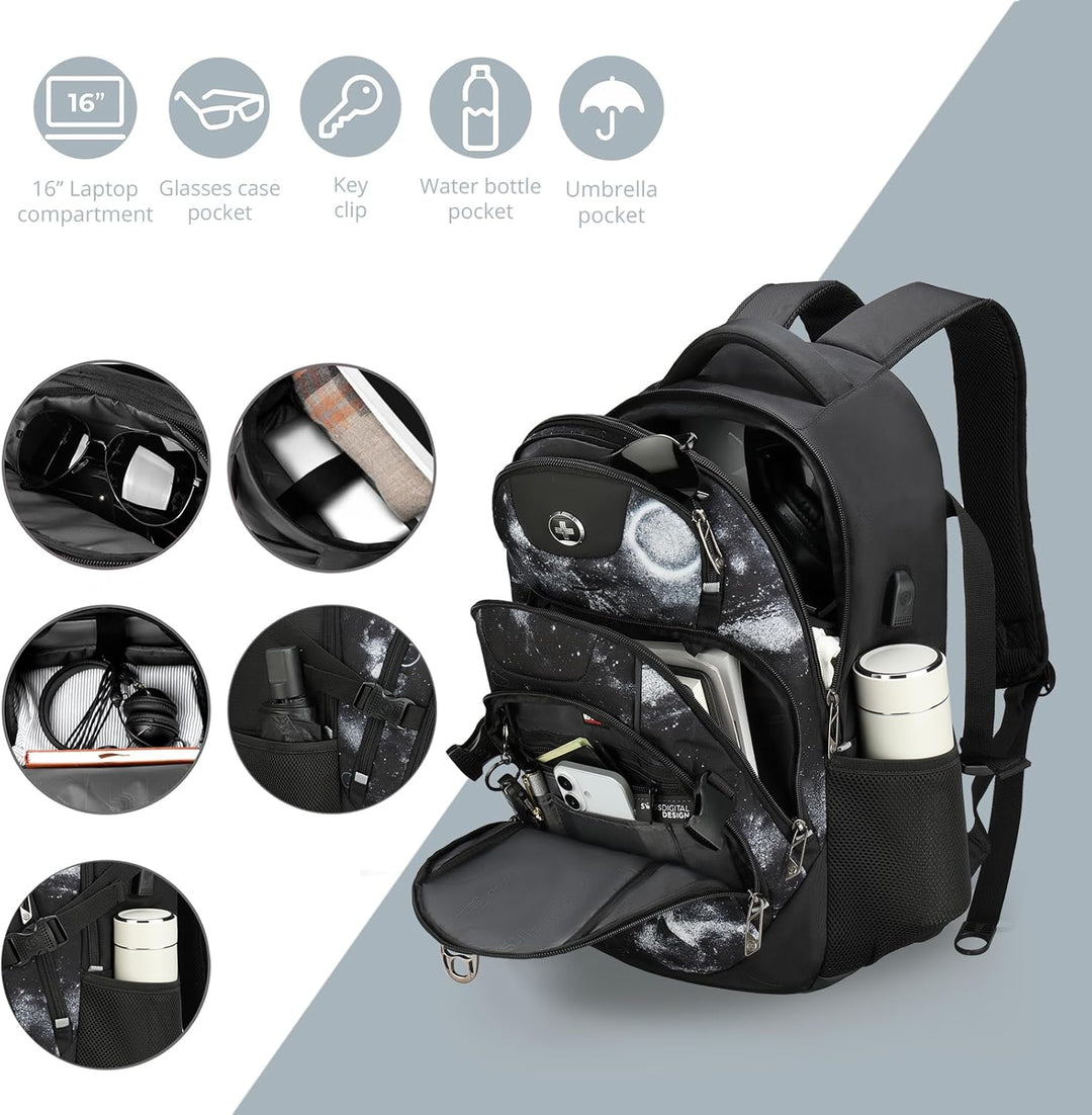 Mochila Swissdigital para laptop con puerto de carga USB, mochila d...