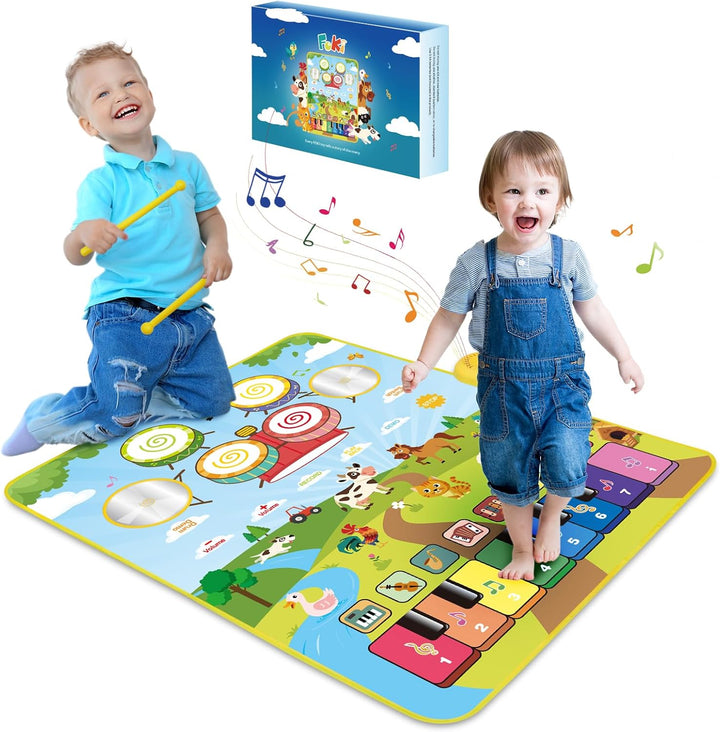 Foki Alfombrillas de piano, 3 en 1, tapete de juego musical de anim...