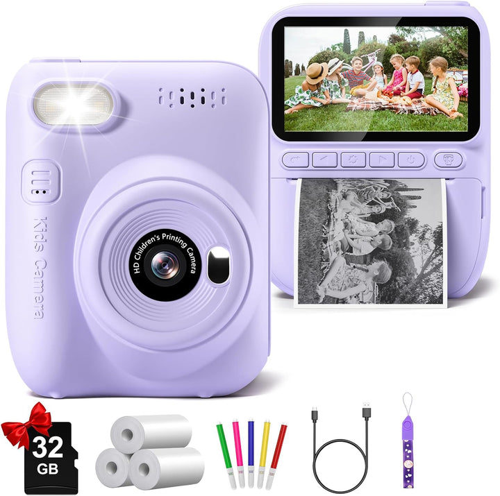 Cámara de impresión instantánea para niños, cámara HD de 32MP de 3....